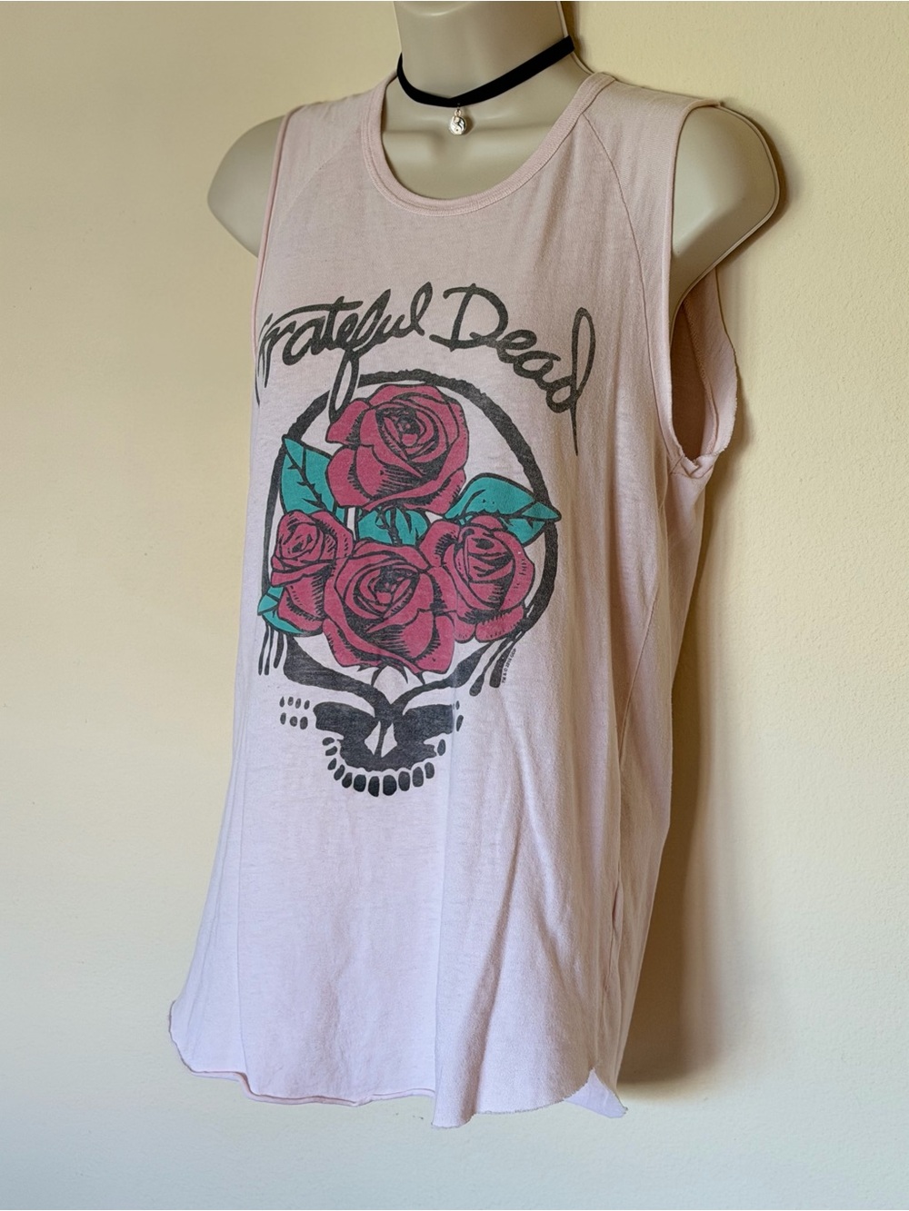 Small Junk Food Grateful Dead Light Pink Rose Graphic Tank Top - Picture 8 of 14